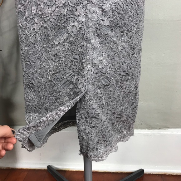 Holiday Party Silver Sweetheart Lace Dress - Picture 7 of 8